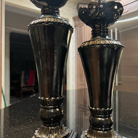 Hobby Lobby Accents Hobby Lobby Antique Glazed Black Candle Holders